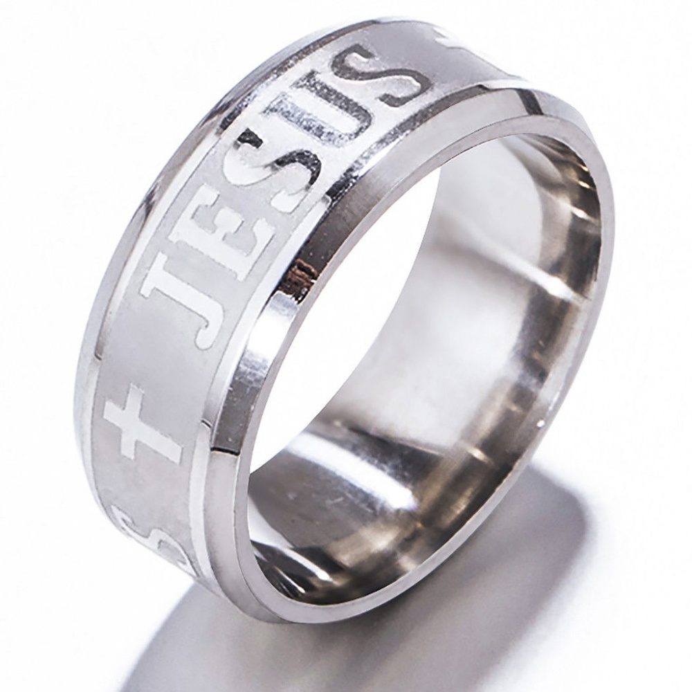 Jesus Cross Silver Ring Unisex Fashion Stainless